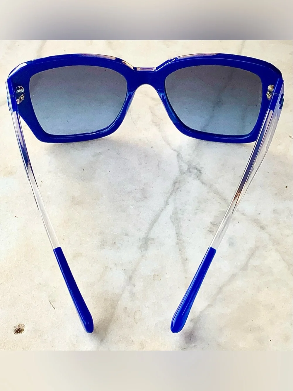 CHANEL WOMANS COBALT Blue CLEAR  Sunglasses Black Quilted Case VINTAGE 5253 1995